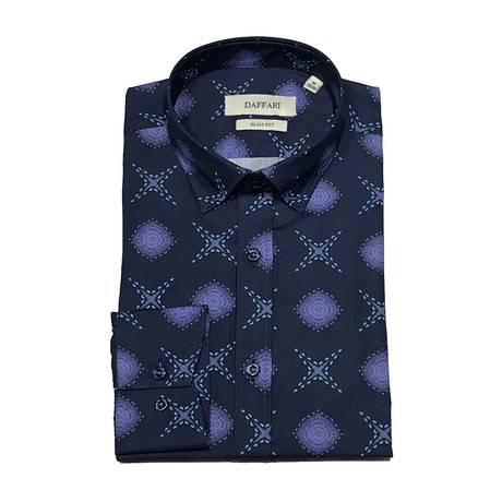 Payton Slim Fit Button Down Shirt // Navy Blue (S)