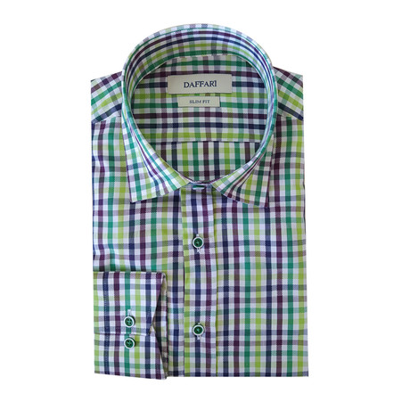 Jayden Slim Fit Button Down Shirt // Yellow + Green (S)