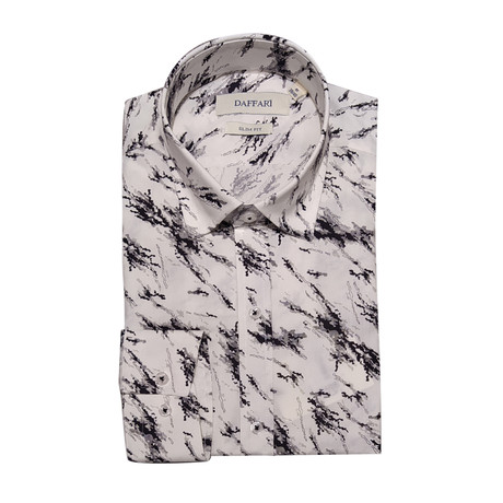 Andres Slim Fit Button Down Shirt // White + Black (S)