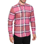 Orson Slim Fit Button Down Shirt // Orange + Pink (S)