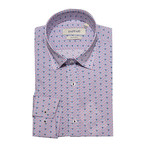 Mateo Slim Fit Button Down Shirt // Navy Blue + Red (S)