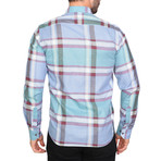 Griffin Slim Fit Button Down Shirt // Burgandy + Blue (M)