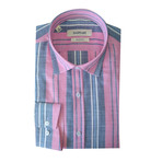 Kyler Slim Fit Button Down Shirt // Pink + Navy Blue (M)