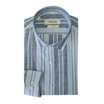 Aidan Slim Fit Button Down Shirt // Blue + Navy Blue (S)