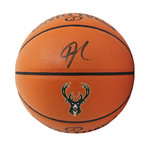 Giannis Antetokounmpo // Signed Spalding Milwaukee Bucks Logo Game Series Replica NBA Basketball