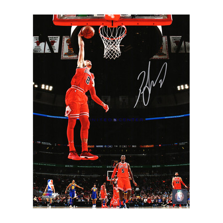 Zach LaVine // Signed Chicago Bulls One Hand Dunk Action Photo // 8" x 10"