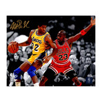 Magic Johnson + Michael Jordan // Signed Los Angeles Lakers Action Spotlight Photo // 8" x 10"