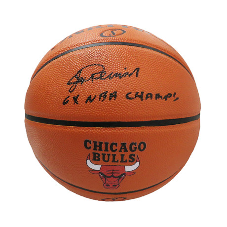 Jerry Reinsdorf // Signed Spalding Chicago Bulls Logo Game Series Replica NBA Basketball // 6x NBA Champs