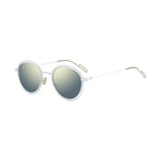 Men's Round Sunglasses // Matte White + Bronze Mirror