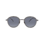 Men's Round Sunglasses // Silver + Silver Mirror