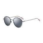 Men's Round Sunglasses // Silver + Silver Mirror