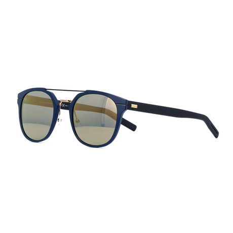Men's AL13.5 Rectangle Aviator Sunglasses // Matte Black + Blue + Bronze Mirror