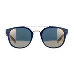 Men's AL13.5 Rectangle Aviator Sunglasses // Matte Black + Blue + Bronze Mirror