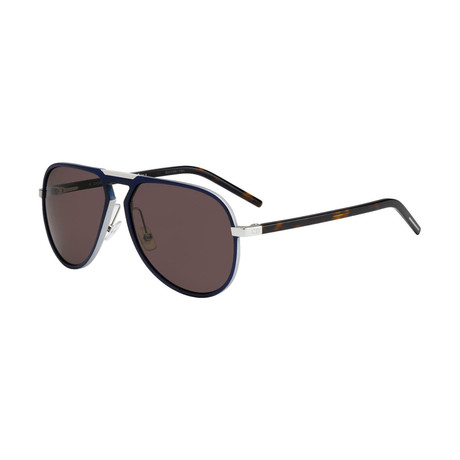 Men's AL13.2 Aviator Sunglasses // Silver + Blue + Havana