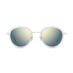 Men's Round Sunglasses // Matte White + Bronze Mirror