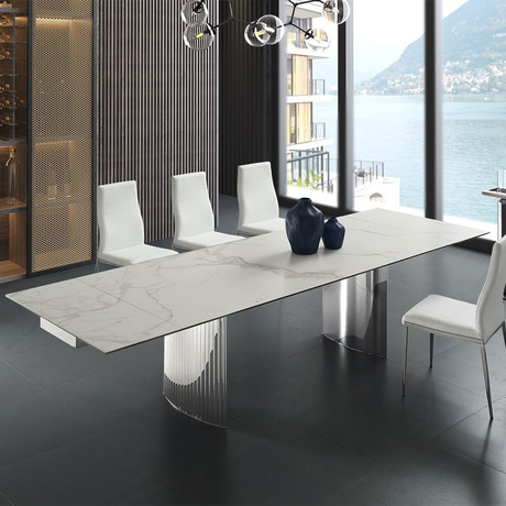 ANDREA XL // Motorized Dining Table // Marbled White