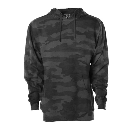 Heavy Weight Pull Over Hoodie // Black Camo (S)