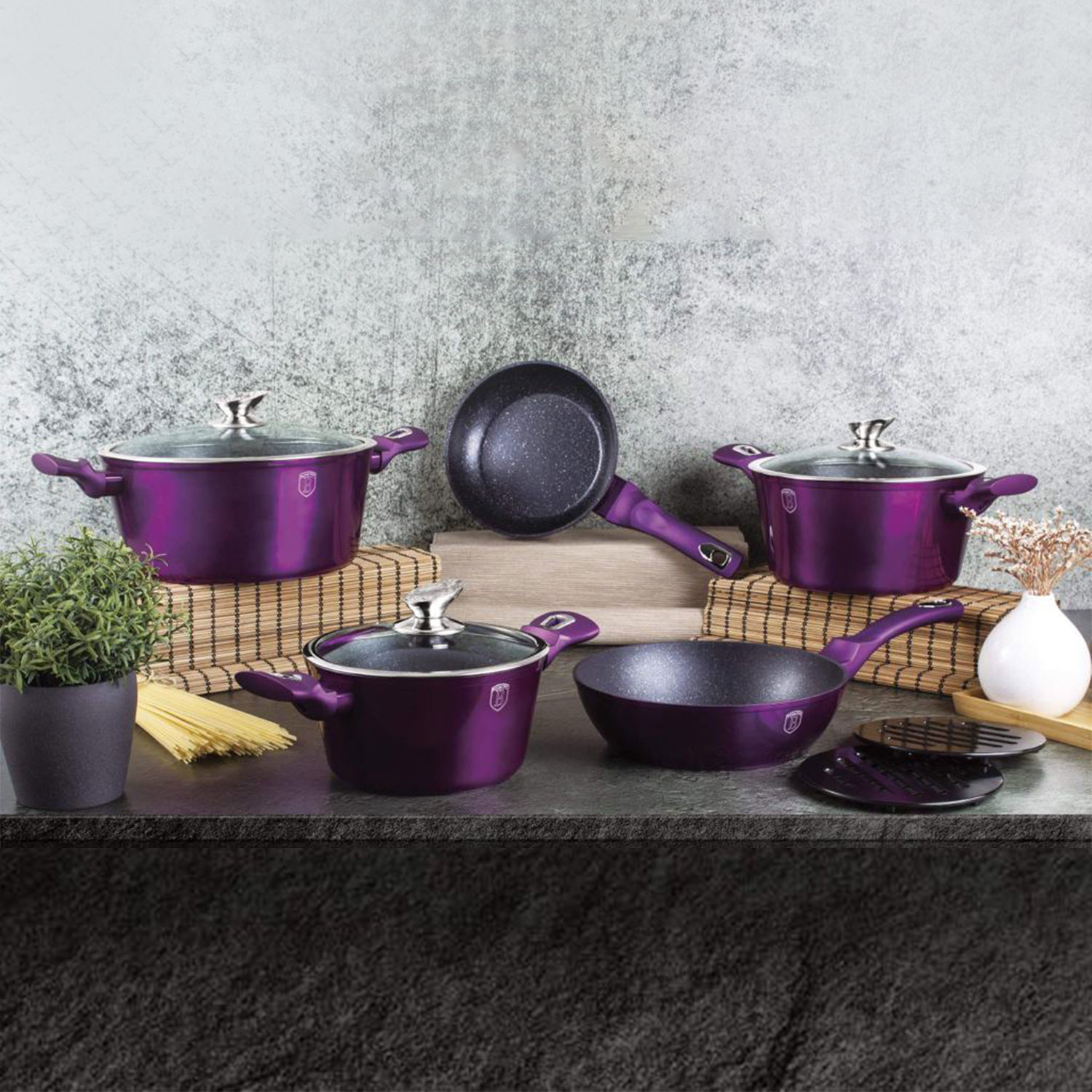 15 piece Cookware Set, Metallic Line Royal Purple Edition - Berlinger Haus  PERMANENT STORE - Touch of Modern