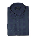 Dillion Slim Fit Button Down Shirt // Navy Blue + Green (S)