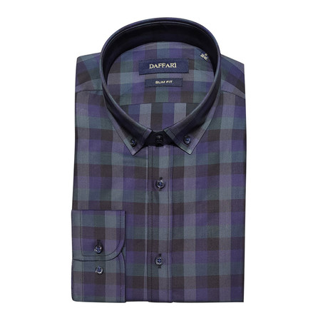 Tanner Slim Fit Button Down Shirt // Indigo (S)