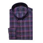 Konner Slim Fit Button Down Shirt // Pink + Navy Blue (S)