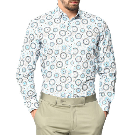 Joseph Slim Fit Button Down Shirt // White + Blue (S)