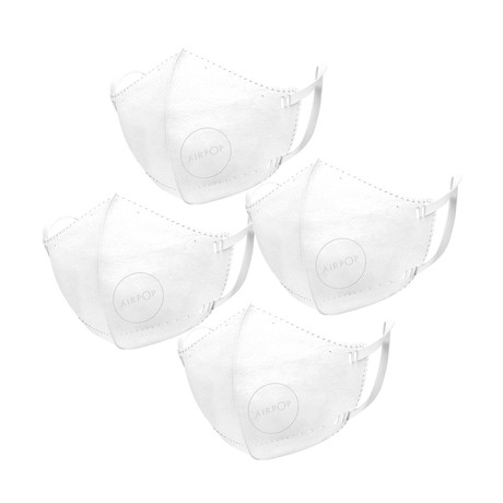 AirPop Pocket 4-Pack Face Mask + Carrying Case // For Adults (White)