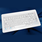 Mini Glass Touch Smart Keyboard // WIRED (Silver bottom case+Black Blue Glass Panel)