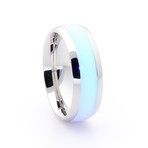 Silver Titanium Ring + Single Glow Inlay // White (Size 5)