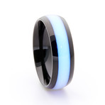 Black Titanium Ring + Single Glow Inlay // White (Size 9)