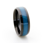 Black Titanium Ring + Single Glow Inlay // Blue (Size 9)