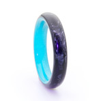 Carbon Fiber Ring + Glowing Interior // Teal (Size 6)