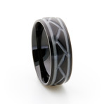 Black Titanium Ring + Weave Glow Inlay // White (Size 13)
