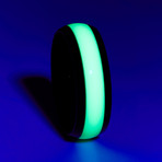 Black Titanium Ring + Single Glow Inlay // Green (Size 8)