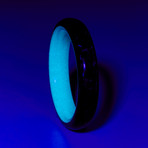 Carbon Fiber Ring + Glowing Interior // Teal (Size 8)