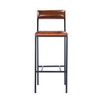 Penfield Leather and Metal Bar Stool