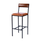 Penfield Leather and Metal Bar Stool