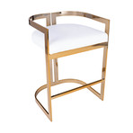 Alessio Gold & White Faux Leather Counter Stool