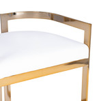 Alessio Gold & White Faux Leather Counter Stool