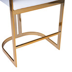 Alessio Gold & White Faux Leather Counter Stool