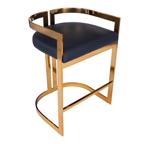 Alessio Gold & Faux Leather Counter Stool