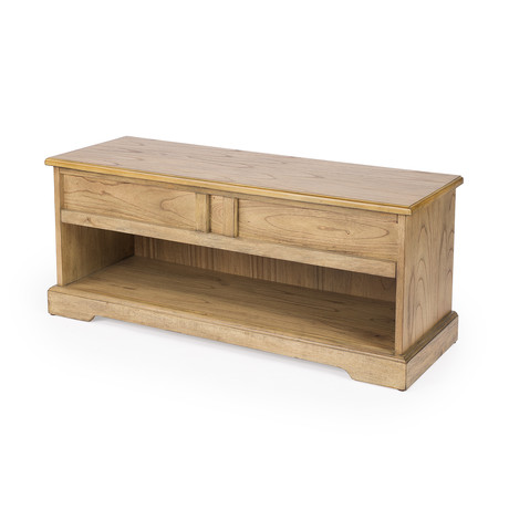 Bon Secour Natural Wood Bench with Storage