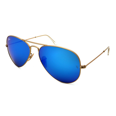 Unisex RB3025-11217 Aviator Sunglasses // Gold + Blue Mirror