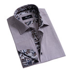 Reversible French Cuff Dress Shirt // Gray Paisley Print (L)