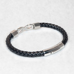 Dell Arte // Gebnune Leather  Bracelet + Gold Plated  Infinity Sigh  //Black Silver