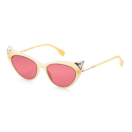 Women's Fashion Cat Eye Sunglasses // 52mm // Yellow + Pink