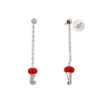 Chantecler 18k White Gold Diamond + Coral Earrings // Pre-Owned