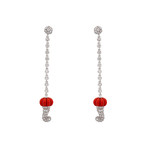 Chantecler 18k White Gold Diamond + Coral Earrings // Pre-Owned