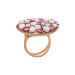 Giovanni Ferraris 18k Rose Gold Diamond + Pink Sapphire White Coral Ring // Ring Size: 6.75 // Pre-Owned