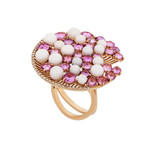 Giovanni Ferraris 18k Rose Gold Diamond + Pink Sapphire White Coral Ring // Ring Size: 6.75 // Pre-Owned